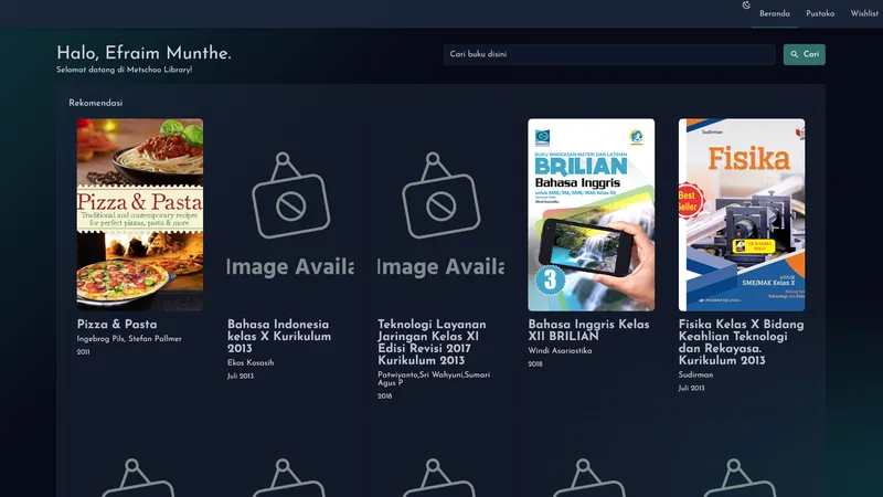Metschoo library homepage